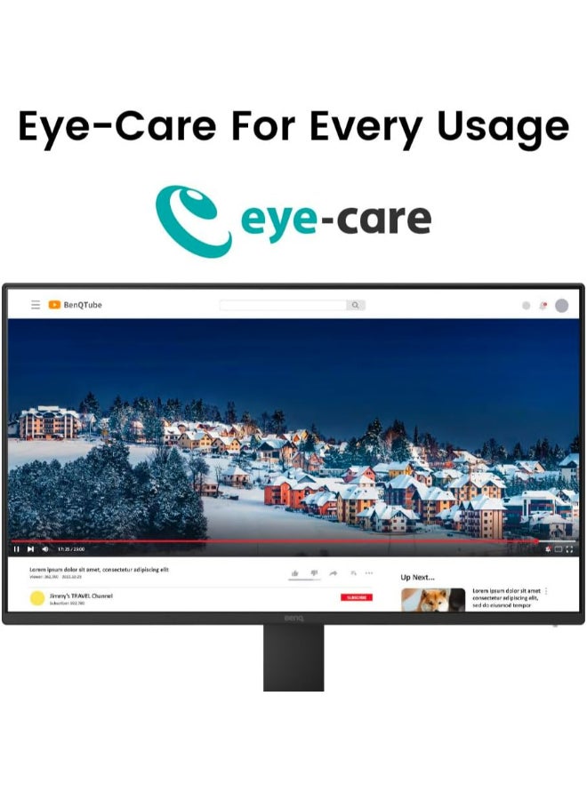 شاشة GW2491 مقاس 23.8 انش بدقة 1080p FHD 100Hz IPS للعناية بالعين، HDMI، منفذ عرض، 1080×1920، حافة رفيعة للغاية، معتمدة من تي يو في، خالية من الوميض، ضوء ازرق منخفض بلس