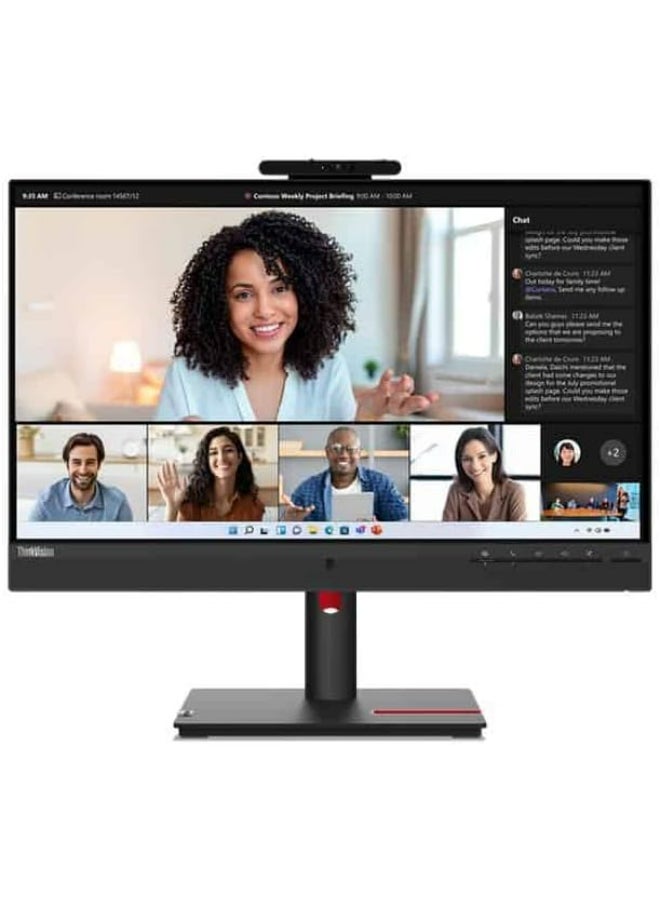 Lenovo 23.8" Inch ThinkVision Computer Monitor Full HD (1920x1080) IPS Panel Technology, Ethernet (RJ-45) port, USB-C 3.2 support Power delivery up to 90W, Adjustable Stand, Built-in Speakers - T24mv-30 | Black  - Image 1