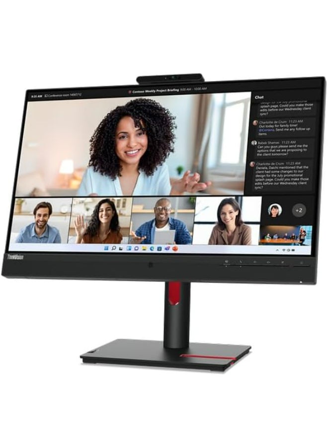 Lenovo 23.8" Inch ThinkVision Computer Monitor Full HD (1920x1080) IPS Panel Technology, Ethernet (RJ-45) port, USB-C 3.2 support Power delivery up to 90W, Adjustable Stand, Built-in Speakers - T24mv-30 | Black  - Image 3