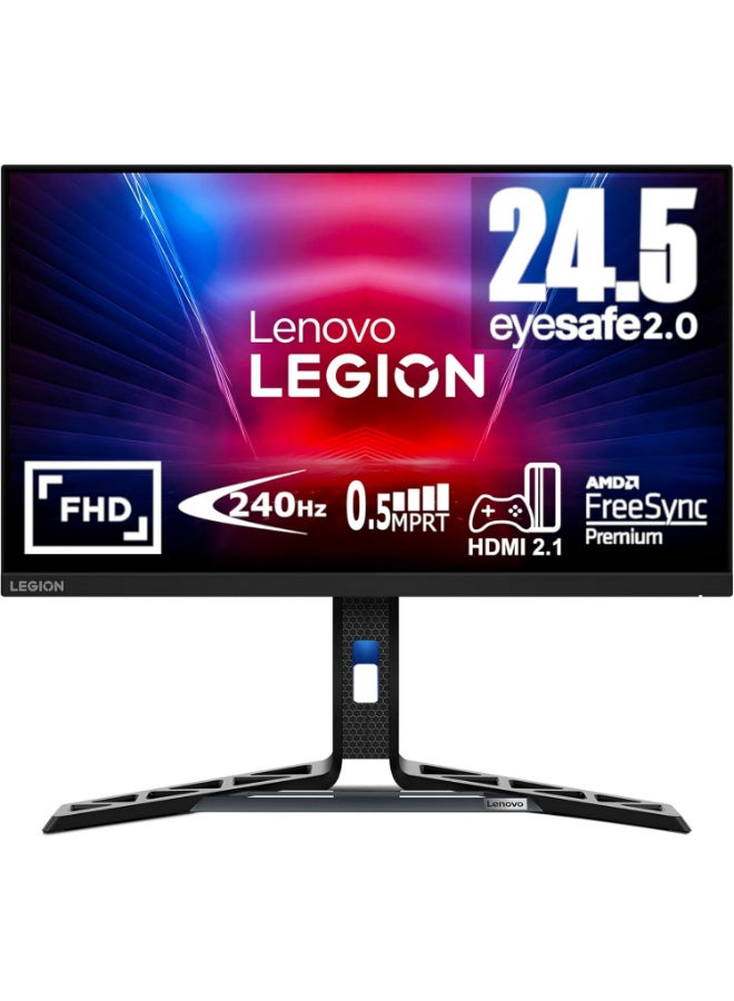 Lenovo 24.5" Inch Legion Gaming Monitor Full HD (1920x1080) VA Panel Technology, 240Hz (Overclock to 280Hz) Refresh Rate, 0.5ms Response Time, AMD FreeSync Premium, Adjustable Stand, Built-in Speakers - R25f-30 | Raven Black  - Image 1