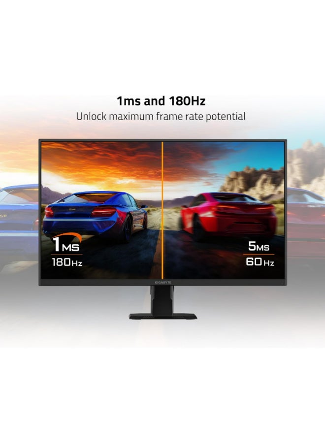 جيجابايت - شاشة ألعاب مقاس 27 بوصة، QHD (2560x1440) IPS، معدل تحديث 180 هرتز، وقت استجابة MPRT 1 مللي ثانية، AMD FreeSync، 2x HDMI 2.0، 1x Displayport 1.4، 1x مقبس سماعة رأس - GS27QA - Image 1