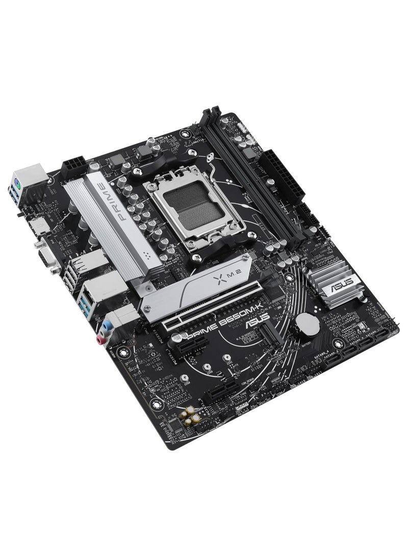 ASUS MB AMD AM5 Prime B650M-K DDR5, PCIe 5.0 M.2, 2.5Gb Ethernet, HDMI™, VGA, rear USB 3.2 Gen 2, front USB 3.2 Gen 1 Type-C®, BIOS FlashBack™, Aura Sync  - Image 2