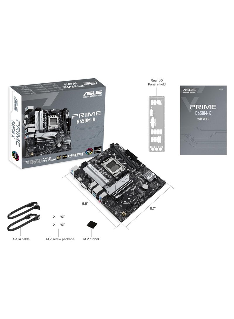 ASUS MB AMD AM5 Prime B650M-K DDR5, PCIe 5.0 M.2, 2.5Gb Ethernet, HDMI™, VGA, rear USB 3.2 Gen 2, front USB 3.2 Gen 1 Type-C®, BIOS FlashBack™, Aura Sync  - Image 4