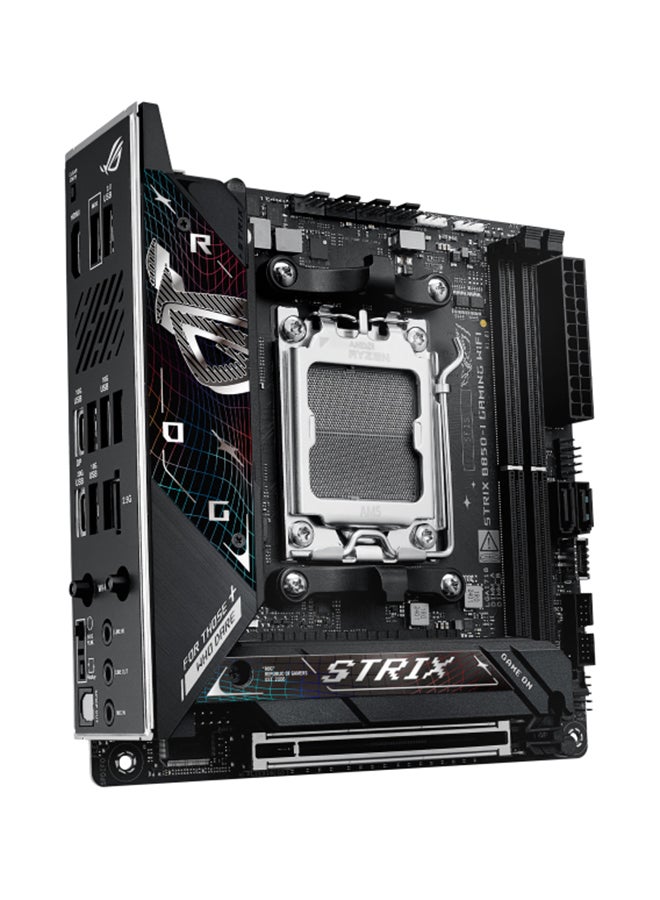 ASUS - ROG Strix B850-I Gaming Wi-Fi Motherboard, AMD B850 Chipset, PCIe 5.0 x16, 2 x M.2 Slots (PCIe 5.0 x4), Supports Up to 128GB DDR5 (8400+MT/s), Wi-Fi 7, Intel 2.5Gb Ethernet, 10+2+1 Power Stages, AI Overclocking, Dual Channel, AEMP, SupremeFX 7.1 Audio, Mini-ITX Form Factor, Aura Sync, USB 20Gbps, HDMI 2.1, Bluetooth 5.4 | 90MB1K30-M0EAY0 Black - Image 1