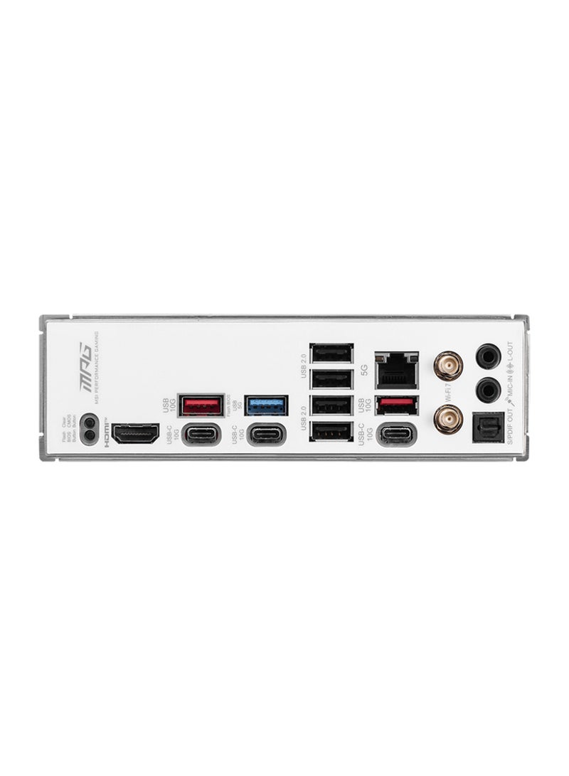 MSI - MPG B850 EDGE TI Wi-Fi ATX Motherboard for AMD Ryzen™ 9000/8000/7000 Series (AM5 Socket), DDR5 up to 8400MHz (Max 256GB), PCIe 5.0, 4x M.2 Slots, Wi-Fi 7, 5G LAN, Realtek ALC4080 Audio, USB 20Gbps Type-C, AI Engine, Frozr AI Cooling, 7.1-Channel Audio, RAID Support, Bluetooth 5.4, RGB LED, EZ Debug LED | 911-7E62-001 White - Image 1