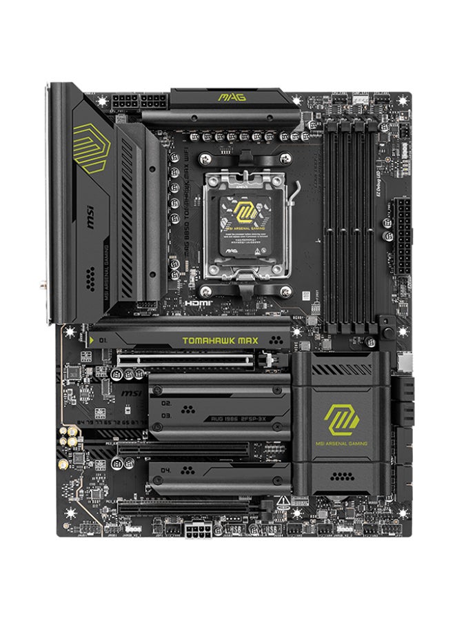 MSI MAG B850 TOMAHAWK MAX Wi-Fi ATX Gaming Motherboard, Compatible with AMD Ryzen™ 9000/8000/7000 Series Processors, Socket AM5, Supports DDR5 8400-5600 (OC) Memory up to 256GB, PCIe 5.0 x16, 4x M.2, 5G LAN, Wi-Fi 7, USB 20Gbps, HDMI 2.1, Realtek ALC4080 7.1 Audio, Dual-Channel, RAID 0/1/10, Bluetooth 5.4, 8K Resolution Support | 911-7E62-002 Black  - Image 1