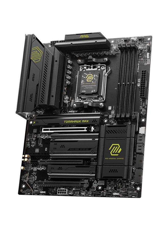 MSI MAG B850 TOMAHAWK MAX Wi-Fi ATX Gaming Motherboard, Compatible with AMD Ryzen™ 9000/8000/7000 Series Processors, Socket AM5, Supports DDR5 8400-5600 (OC) Memory up to 256GB, PCIe 5.0 x16, 4x M.2, 5G LAN, Wi-Fi 7, USB 20Gbps, HDMI 2.1, Realtek ALC4080 7.1 Audio, Dual-Channel, RAID 0/1/10, Bluetooth 5.4, 8K Resolution Support | 911-7E62-002 Black  - Image 2