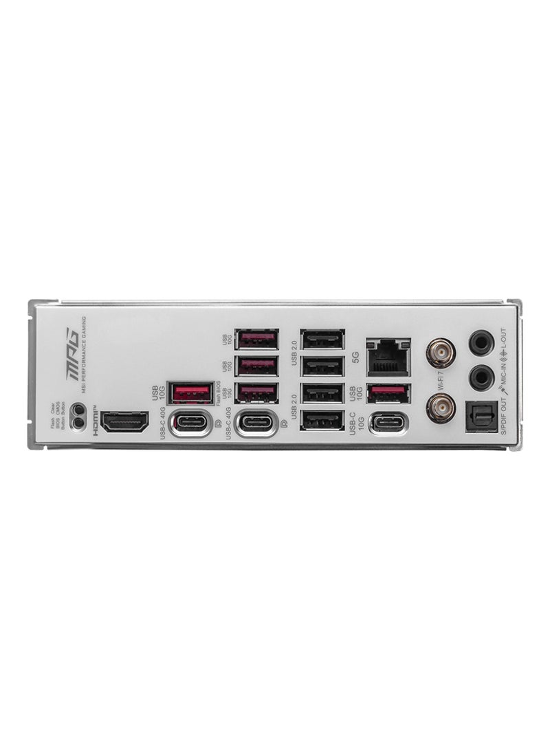 MSI MPG X870E EDGE TI Wi-Fi ATX Motherboard, AMD X870E Chipset, AM5 Socket, Supports AMD Ryzen 9000/8000/7000 Series, DDR5 Memory (Up to 256GB, 8400+ MT/s), PCIe 5.0, Wi-Fi 7, 5G LAN, USB4, 2x USB 40Gbps Type-C, HDMI 2.1, Realtek ALC4080 7.1-Channel Audio, 4x M.2, 4x SATA, RAID 0/1/10, Bluetooth 5.4, RGB, TPM 2.0, EZ Debug LED | 911-7E59-001 White  - Image 3