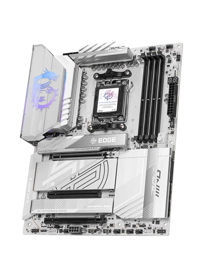 MSI MPG X870E EDGE TI Wi-Fi ATX Motherboard, AMD X870E Chipset, AM5 Socket, Supports AMD Ryzen 9000/8000/7000 Series, DDR5 Memory (Up to 256GB, 8400+ MT/s), PCIe 5.0, Wi-Fi 7, 5G LAN, USB4, 2x USB 40Gbps Type-C, HDMI 2.1, Realtek ALC4080 7.1-Channel Audio, 4x M.2, 4x SATA, RAID 0/1/10, Bluetooth 5.4, RGB, TPM 2.0, EZ Debug LED | 911-7E59-001 White  - Image 2