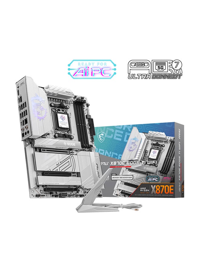 MSI MPG X870E EDGE TI Wi-Fi ATX Motherboard, AMD X870E Chipset, AM5 Socket, Supports AMD Ryzen 9000/8000/7000 Series, DDR5 Memory (Up to 256GB, 8400+ MT/s), PCIe 5.0, Wi-Fi 7, 5G LAN, USB4, 2x USB 40Gbps Type-C, HDMI 2.1, Realtek ALC4080 7.1-Channel Audio, 4x M.2, 4x SATA, RAID 0/1/10, Bluetooth 5.4, RGB, TPM 2.0, EZ Debug LED | 911-7E59-001 White  - Image 4