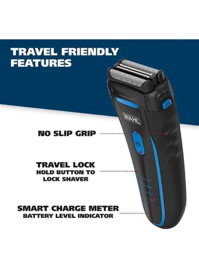 WAHL Groomsman Rechargeable Wet And Dry Electric Shaver Black/Blue - Image 3