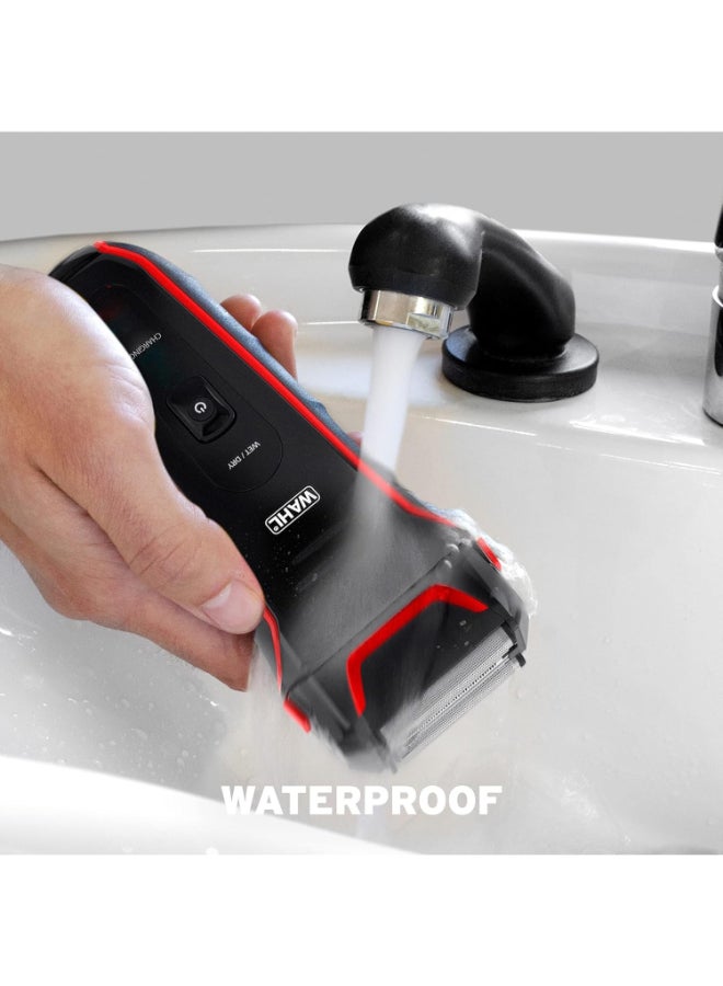 WAHL Clean And Close Electric Razor Rechargeable Wet/Dry Waterproof Electric Shaver for Cordless Men's Grooming And Beard Trimming - Lithium Ion with Long Run Time And Quick Charge – 07064-027 Black/Red - Image 5