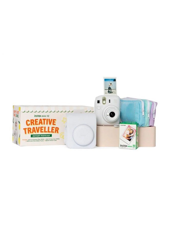 FUJIFILM Instax Mini12 Creative Traveller Instant Photo Kit (Clay White) 