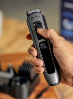 KRYPTON 11-IN-1 Rechargeable Digital Grooming Set with Novel LED Display- KNTR6154N| With 6 Interchangeable Heads and 4 Comb Attachments| Includes a Charging Stand| Prefect for Home and Professional Styling Black  - Image 5