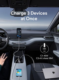 Aukey Car Charger 75WPD-With Cable Grey  - Image 5