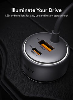 Aukey Car Charger 75WPD-With Cable Grey  - Image 4