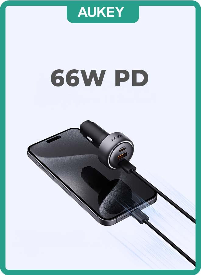 Aukey AUKEY Pathfinder Mix 3 66W Fast Charging Car Charger CC-P1 Gray Gray  - Image 1