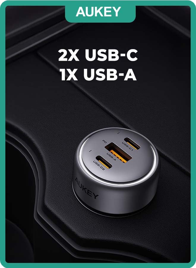 Aukey AUKEY Pathfinder Mix 3 66W Fast Charging Car Charger CC-P1 Gray Gray  - Image 2