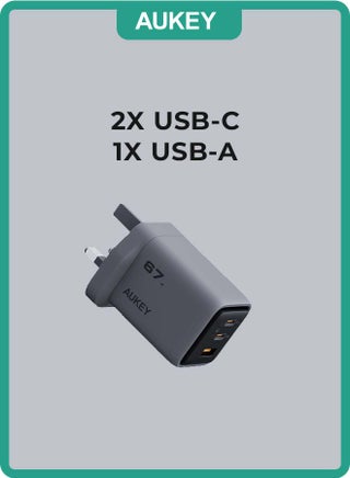 AUKEY Comet Mix3 100W PD Wall Charger with GaN Technology 2xUSB-C + 1xUSB-A PA-C5 Gray Gray - pnsku/N70158561V/45/_/1748619715/a92e684e-c25f-4af7-b984-8f2b9ea7c236