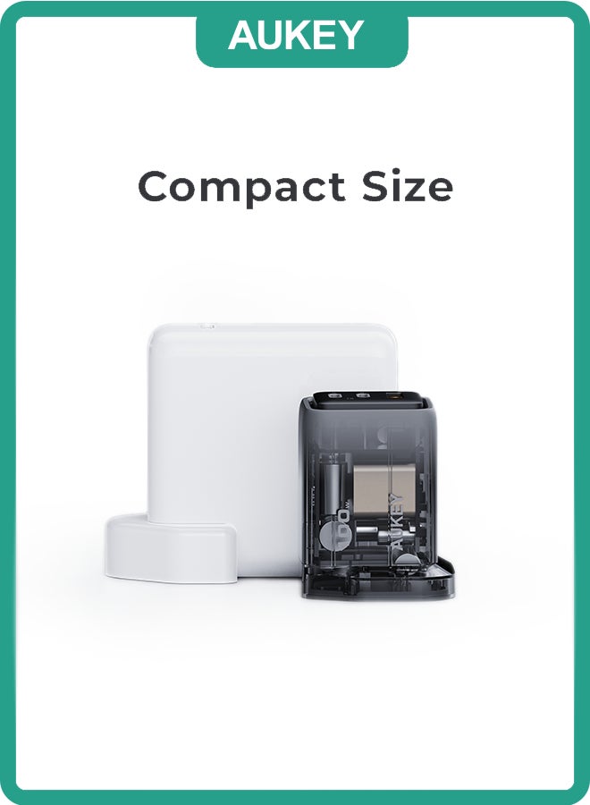 أوكي شاحن حائط AUKEY Comet Mix3 100W PD بتقنية GaN 2xUSB-C + 1xUSB-A PA-C5 رمادي - Image 2