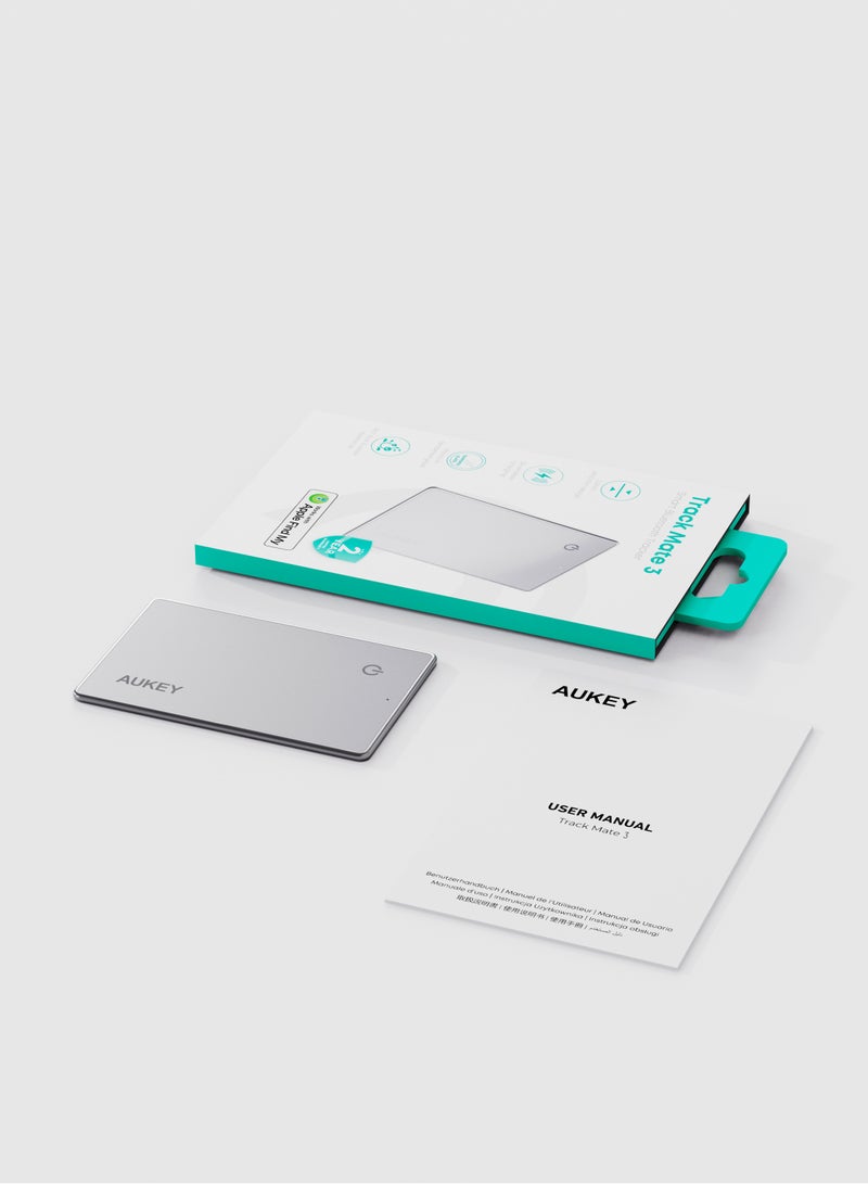 Aukey - AUKEY Track Mate 3 Smart Bluetooth Tracker, Wireless Charging, Buzzer Alarm, 6 Month Battery Life TM-21 Gray for IPHONE gray - Image 1