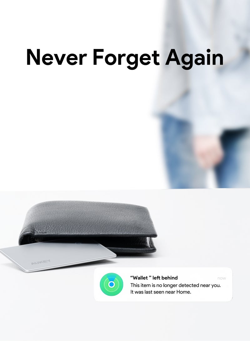 Aukey - AUKEY Track Mate 3 Smart Bluetooth Tracker, Wireless Charging, Buzzer Alarm, 6 Month Battery Life TM-21 Gray for IPHONE gray - Image 1