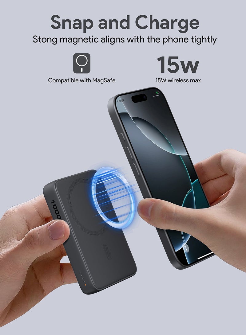 أوكي AUKEY MagFusion Slim 10,000mAh wireless MagSafe power bank with 20W PD PB-MS04  Gray  - Image 1