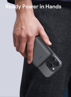 أوكي AUKEY MagFusion Slim 10,000mAh wireless MagSafe power bank with 20W PD PB-MS04  Gray  - Image 3