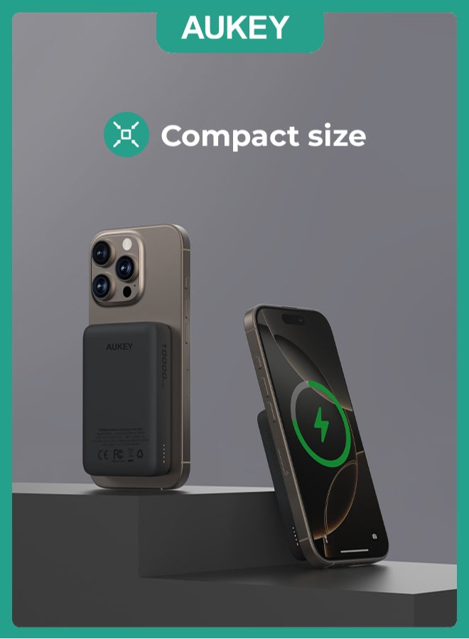 AUKEY MagFusion Slim 10,000mAh wireless MagSafe power bank with 20W PD PB-MS04  Gray - Image 2