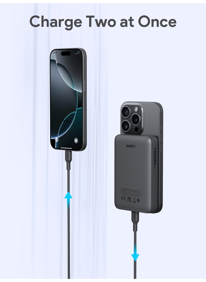 AUKEY MagFusion Slim 10,000mAh wireless MagSafe power bank with 20W PD PB-MS04  Gray - Image 4
