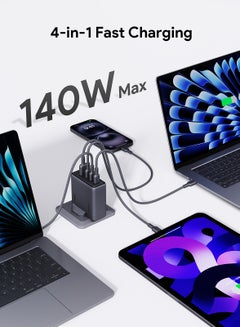 Aukey AUKEY Comet Mix4 140W PD Wall Charger with GaN Technology 3xUSB-C + 1xUSB-A PA-C6 Gray Gray  - Image 2