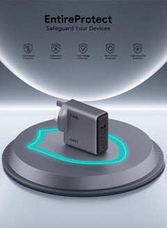 Aukey AUKEY Comet Mix4 140W PD Wall Charger with GaN Technology 3xUSB-C + 1xUSB-A PA-C6 Gray Gray  - Image 3