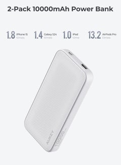 أوكي AUKEY PB-Y46 Spark Go 10,000mAh, 15W PD, Fast Charging Power Bank,1xUSB-A and 1xUSB-C, White.  - Image 1