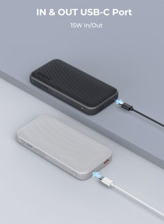 أوكي AUKEY PB-Y46 Spark Go 10,000mAh, 15W PD, Fast Charging Power Bank,1xUSB-A and 1xUSB-C, White.  - Image 4