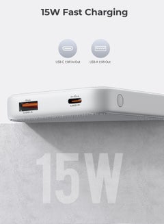 أوكي AUKEY PB-Y46 Spark Go 10,000mAh, 15W PD, Fast Charging Power Bank,1xUSB-A and 1xUSB-C, White.  - Image 3