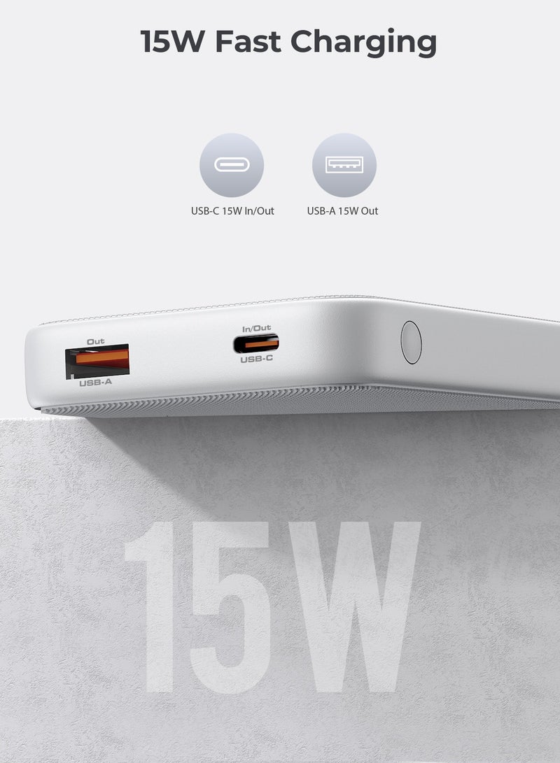 أوكي - AUKEY PB-Y46 Spark Go 10,000mAh, 15W PD, Fast Charging Power Bank,1xUSB-A and 1xUSB-C, White. - Image 1