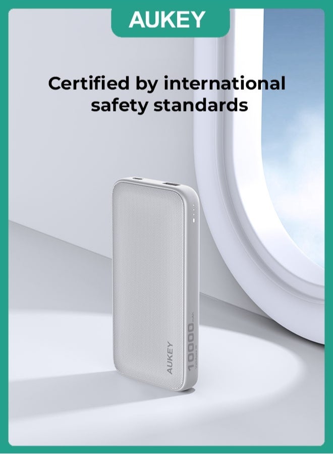 AUKEY PB-Y46 Spark Go 10,000mAh, 15W PD, Fast Charging Power Bank,1xUSB-A and 1xUSB-C, White. - Image 3