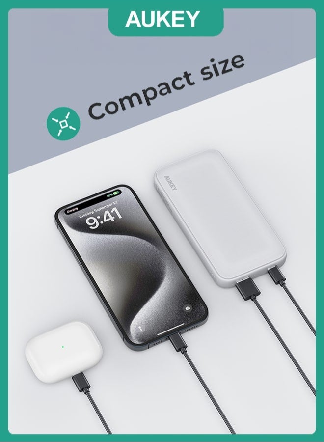 AUKEY PB-Y46 Spark Go 10,000mAh, 15W PD, Fast Charging Power Bank,1xUSB-A and 1xUSB-C, White. - Image 4
