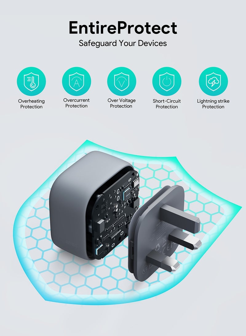 Aukey - PA-C1 Comet Super Compact 30W PD GaN Wall Charger with PPS Gray - Image 1