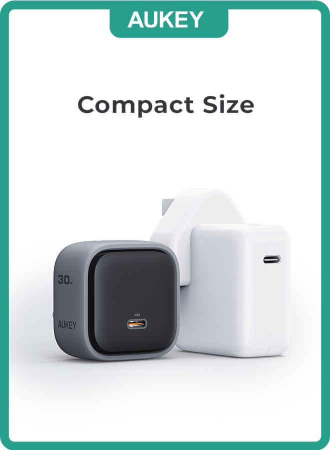 Aukey PA-C1 Comet Super Compact 30W PD GaN Wall Charger with PPS Gray - Image 2