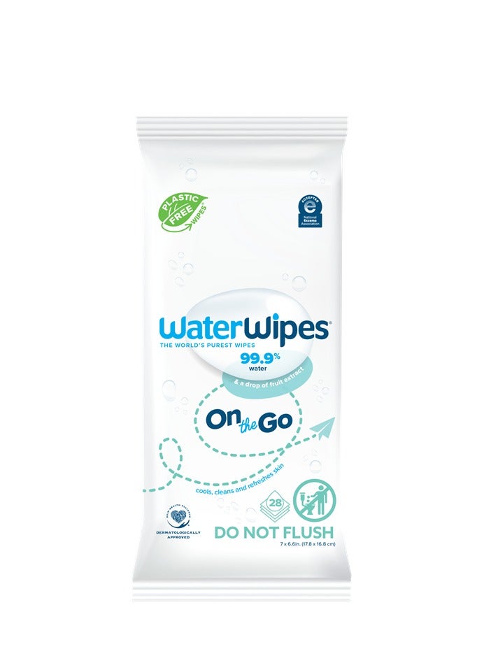 WaterWipes On-The-Go Plastic Free Wipes 28 Wipes  - Image 1