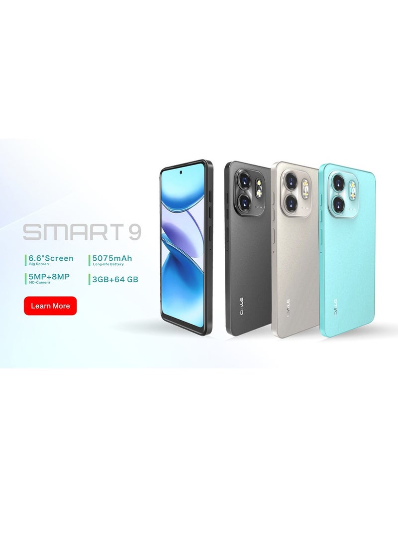 SMART9 6.6 inch Dual SIM Maya Blue 3GB RAM 64GB ROM 5075mAh Big Battery 4G