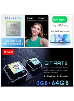 OALE SMART9 6.6 inch Dual SIM Maya Blue 3GB RAM 64GB ROM 5075mAh Big Battery 4G  - Image 3