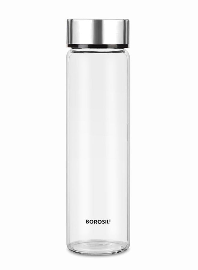 BOROSIL Neo Glass Bottle - Silver Ss Lid 550ml - Image 1