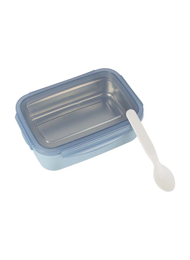 Royalford 850Ml Lunch Box With Ss Inner, Spoon & Plastic Body - RF12187 |Rectangle With Lid, 4 Side Locks. Food-Grade, Bpa-Free, Airtight, Leak-Proof. Compact, Portable Design Blue/Silver 270grams  - Image 3