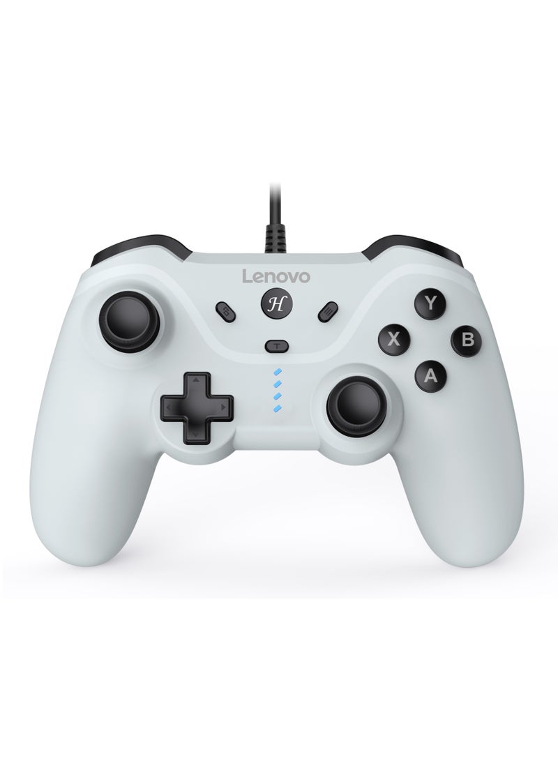 Lenovo P01 Cable Gamepad No Stick Drift With Zero Dead Zone Gamepad Plug and Play For Switch Android Gaming Controller, White - Image 1