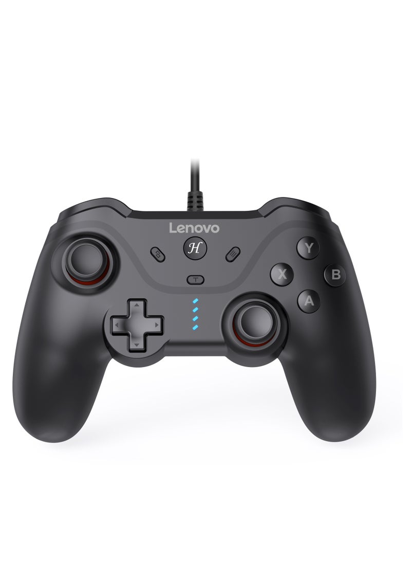 Lenovo P01 Cable Gamepad No Stick Drift With Zero Dead Zone Gamepad Plug and Play For Switch Android Gaming Controller, Black - Image 1