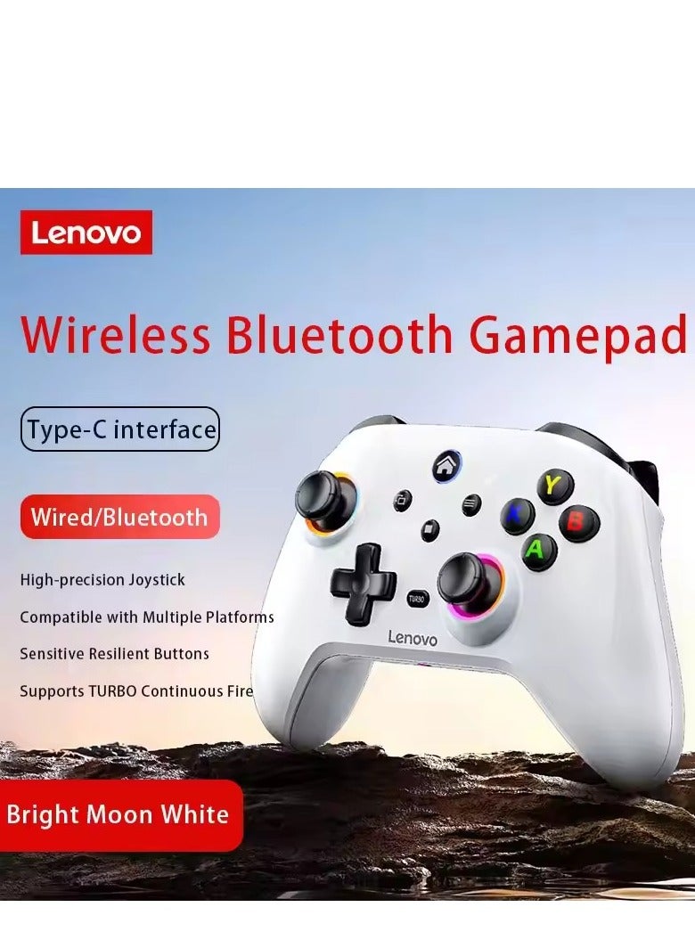 لينوفو - Lenovo S02 Wireless Bluetooth Gamepad Wired/BT/2.4G Tri-Mode Left and Right Dual Hall Triggers Support Switch/Pc/IOS Android/TV,White - Image 1
