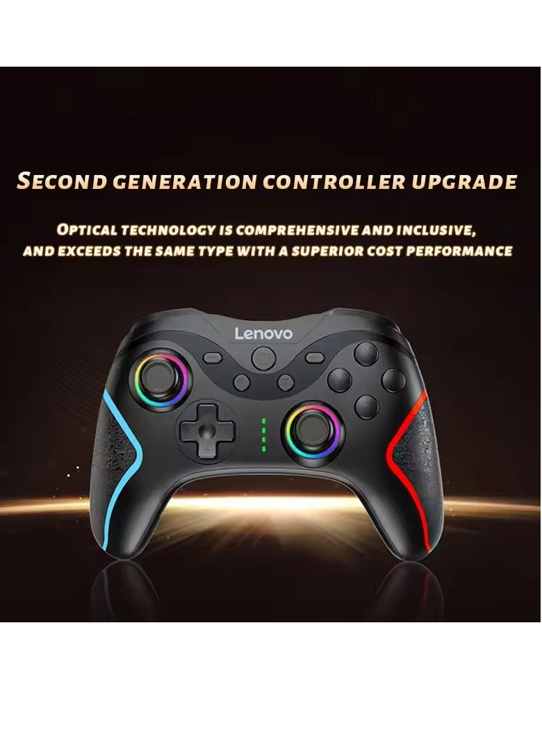 لينوفو - Lenovo S02 Wireless Bluetooth Gamepad Wired/BT/2.4G Tri-Mode Left and Right Dual Hall Triggers Support Switch/Pc/IOS Android/TV,Black - Image 1