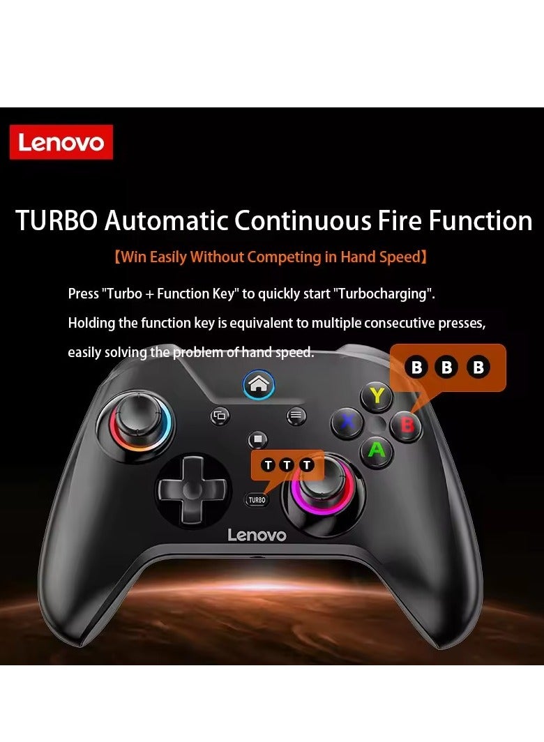 لينوفو - Lenovo S02 Wireless Bluetooth Gamepad Wired/BT/2.4G Tri-Mode Left and Right Dual Hall Triggers Support Switch/Pc/IOS Android/TV,Black - Image 1